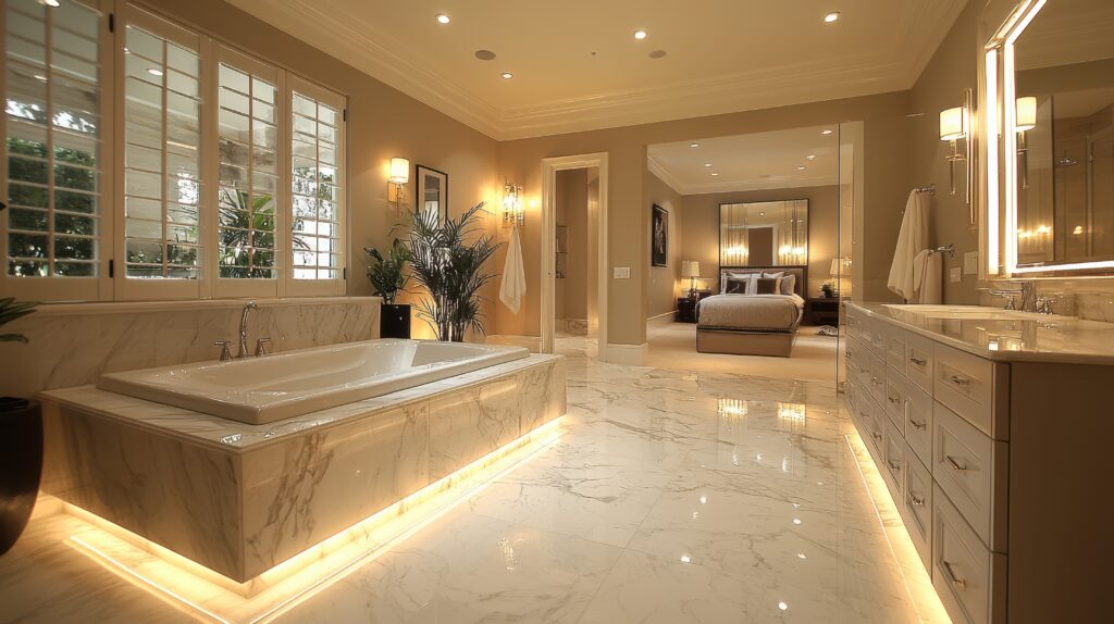 Bathroom with accent light for best lighting for a bathroom in Sugar Land.