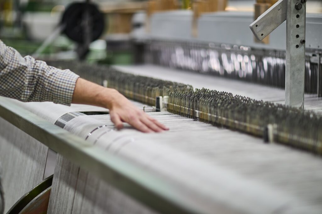 Fabric being fabrication with revolution fabrics at the plant.