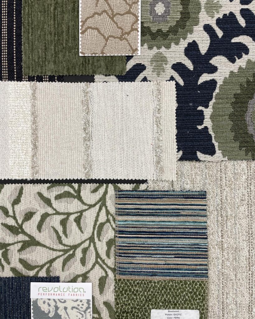 Revolution fabric samples to show client.