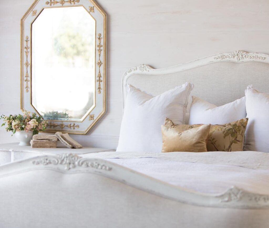 French Home Interiors Mixed style designs in a master bedroom.