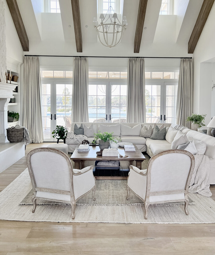 French Home Interiors in a Living room with mixed styles.