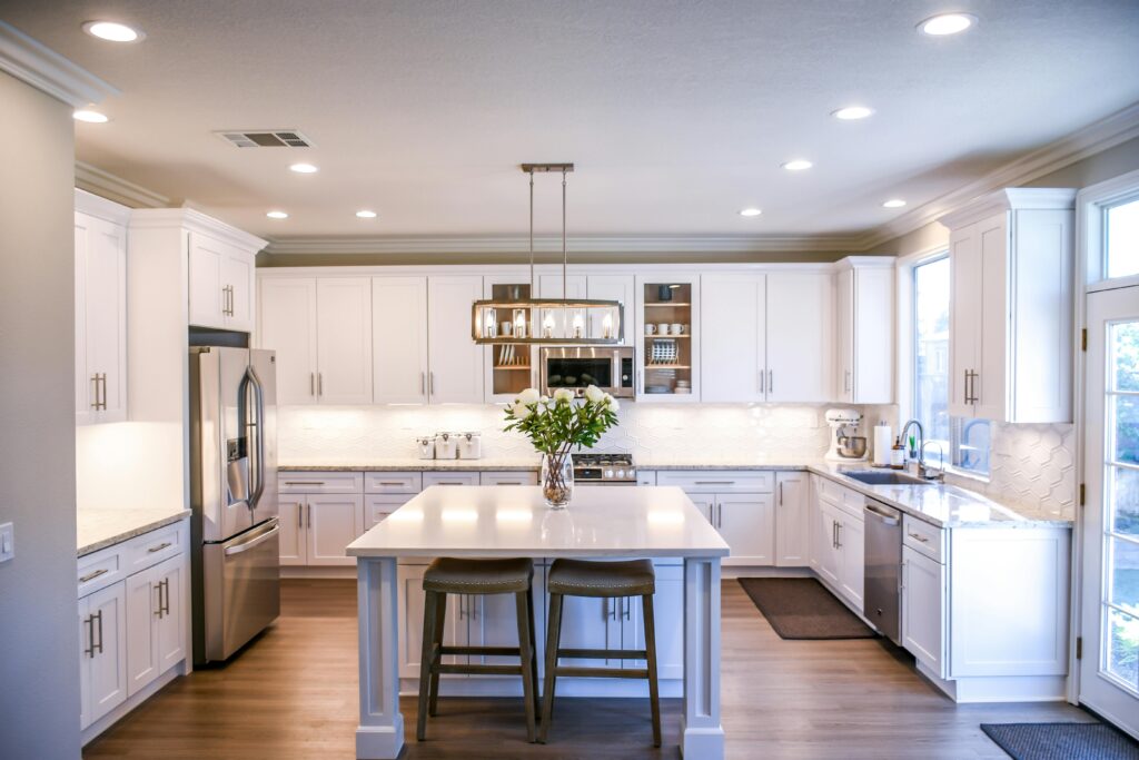 Kitchen remodel that has a farmhouse modern flair. Kitchen renovation Houston.