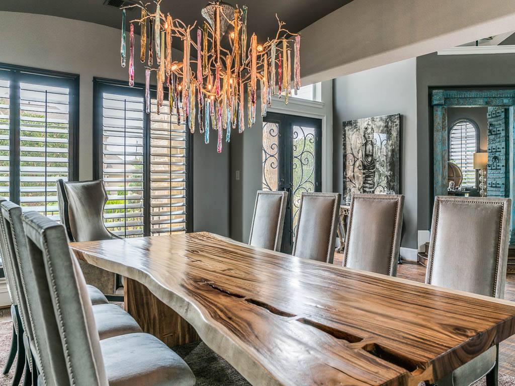 Shutters install in a dining room and study area in Houston.