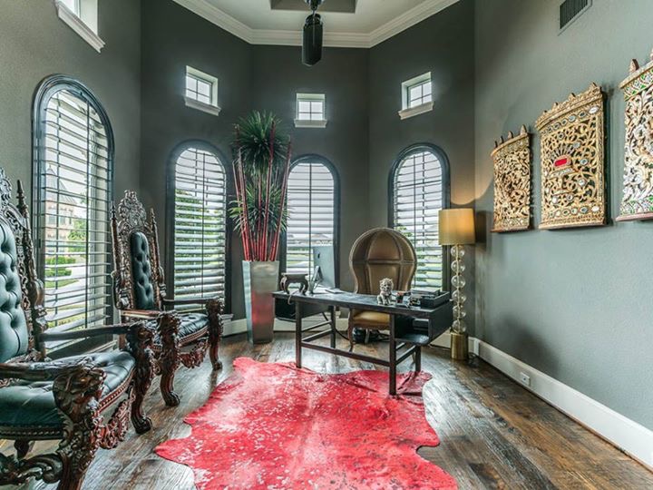 Shutters installed in a study.