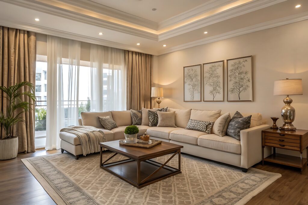 Family living room in a more natural and simple design trend for Houston.