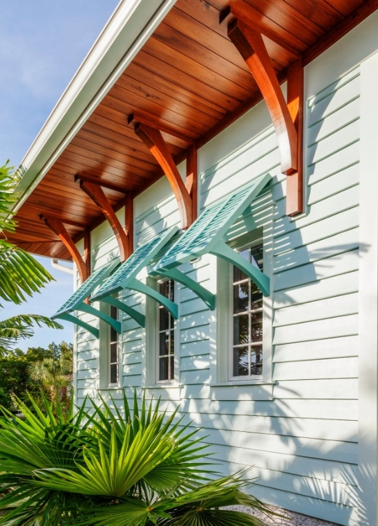 Bahama Style Shutters in the coastal areas. Non-functional exterior shutters.